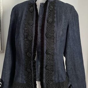 NWT INC International Concepts Navy Blazer with Black Accents